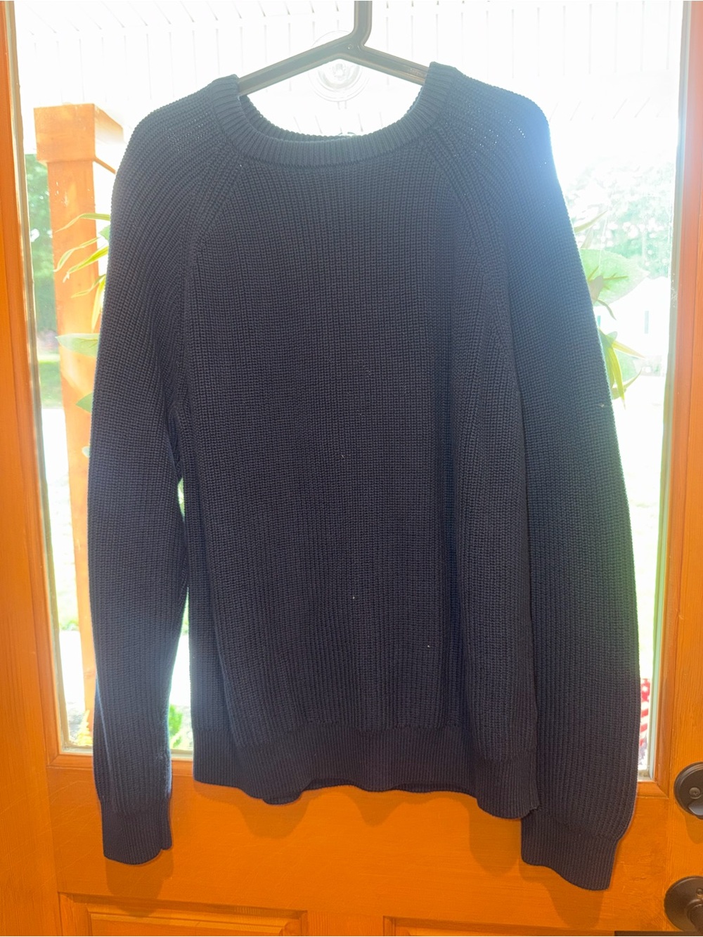 Old Navy Navy Open Weave Knit Crewneck Sweater